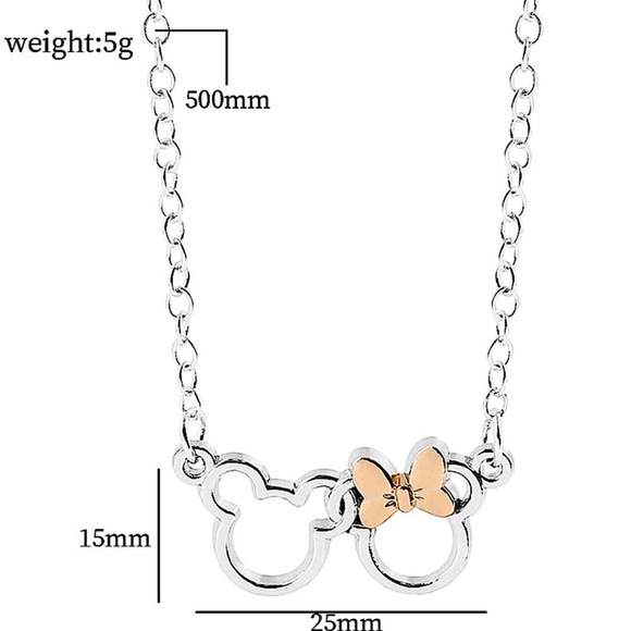 Sterling Silver Mickey Minnie Necklace Earrings Matching Set - Picture 4 of 5